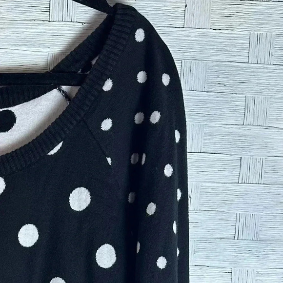 Torrid Polka Dot black-&-white boat neck Sweater quirky preppy, plus size - Picture 12 of 12